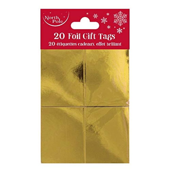Комплект от 20 златни холограмни етикета за подарък, Размери: 20.8x11.5x7cm, Цвят: златен