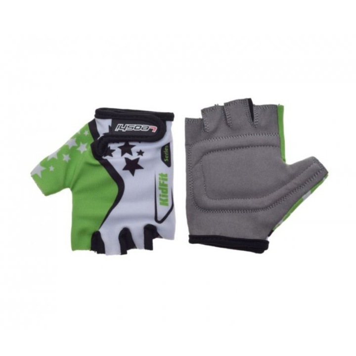 Manusi ciclisti copii, culoare alb/verde, marime XS