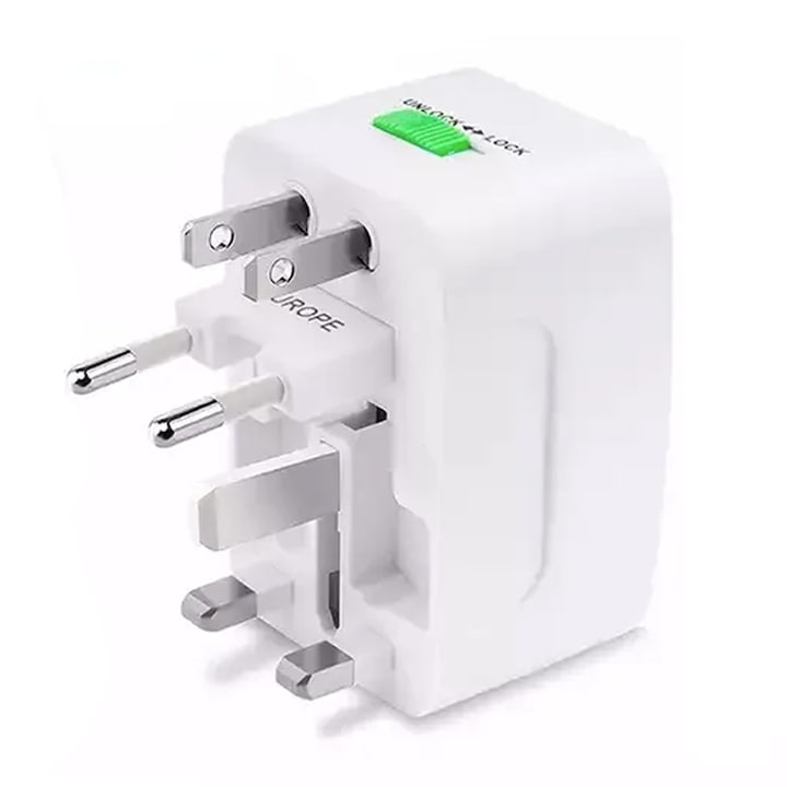 Univerzális aljzat adapter, Linomag, kompatibilis EU/UK/USA/JP/CH/AUS/TH, fehér