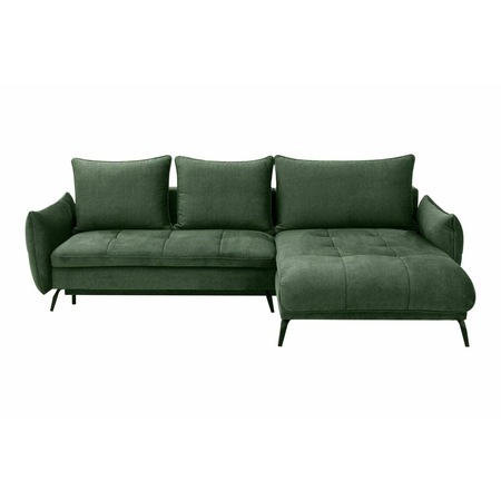Coltar extensibil, Vigo, Stofa, Verde, Cu lada de depozitare, Stanga, 273/180/72-88 h cm