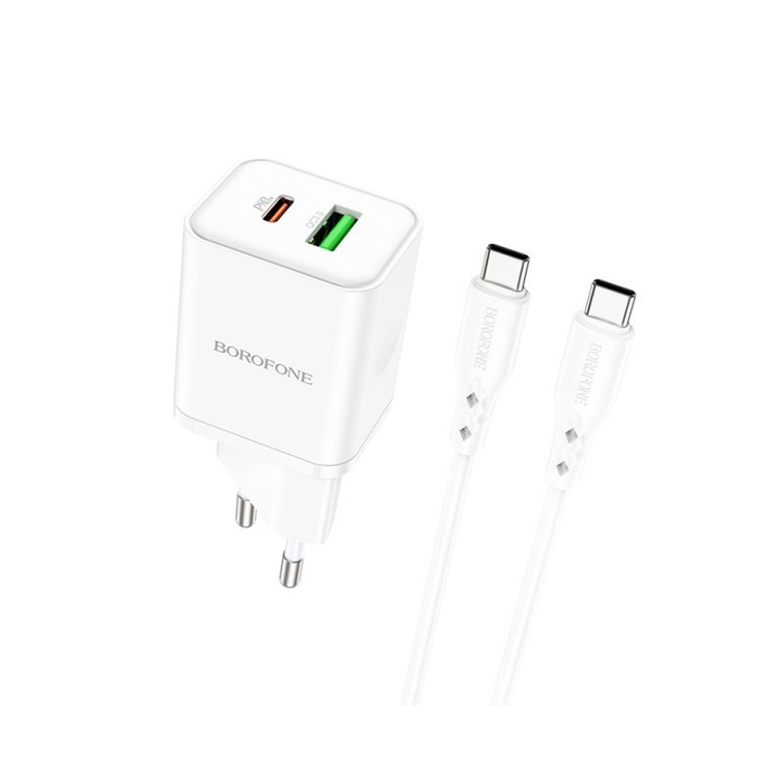 Borofone BN7 USB-C kábeltöltő, 20W, 3A, 1 x USB-A - 1 x USB-C, fehér