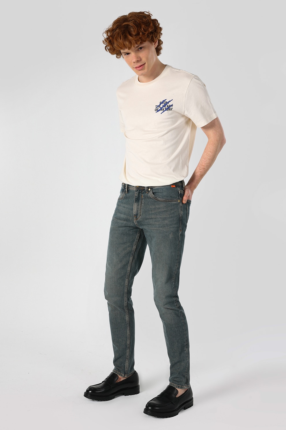 COLIN'S, Blugi slim fit 041 Danny, Albastru prafuit, W28-L32
