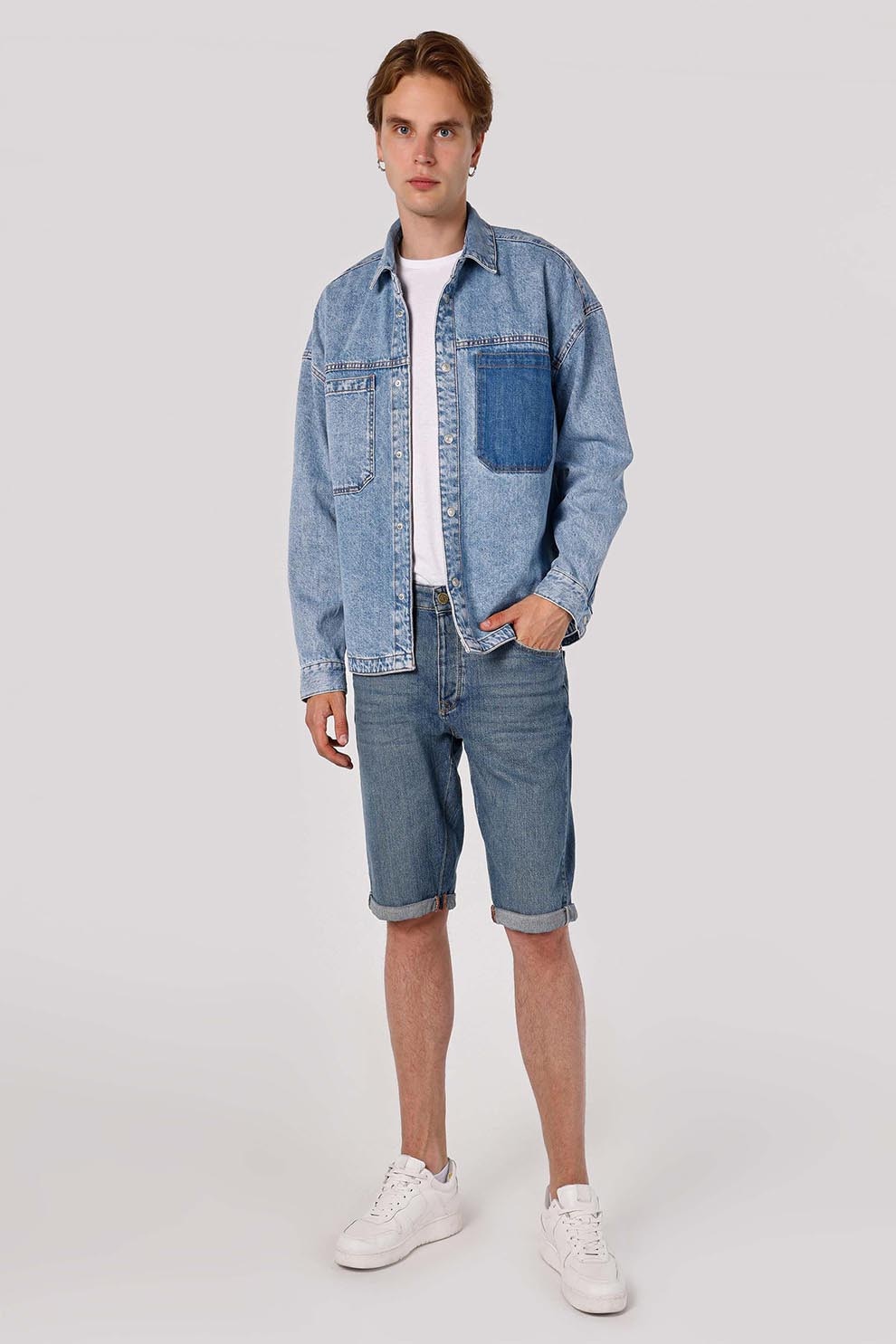 COLIN'S, Pantaloni scurti regular-fit din denim, Albastru prafuit, L