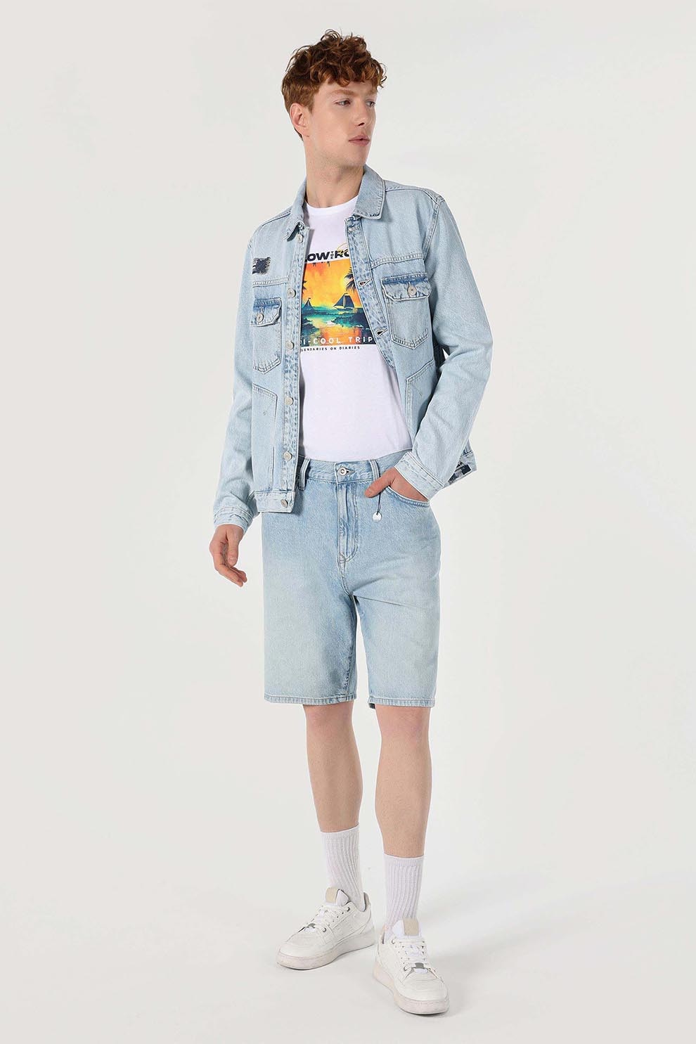 COLIN'S, Pantaloni scurti lejeri din denim, Albastru deschis, 2XL