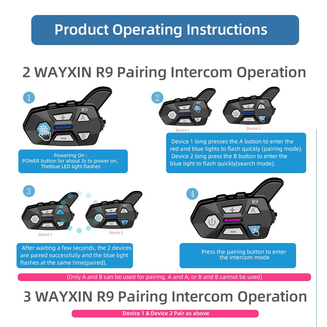 Wayxin R9 motoros Intercom kommunikációs rendszer, kommunikáció 6 ...