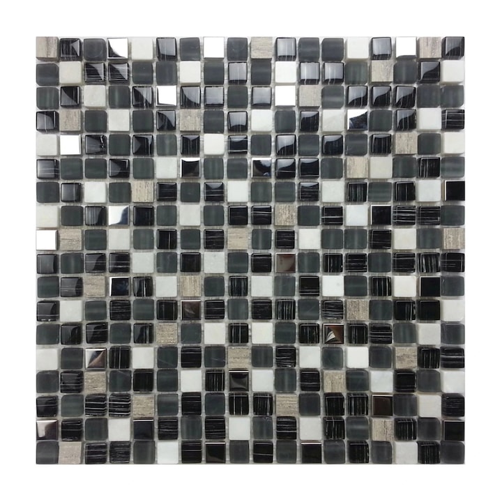 Üveg és márvány mozaik 30 x 30 cm, fekete
