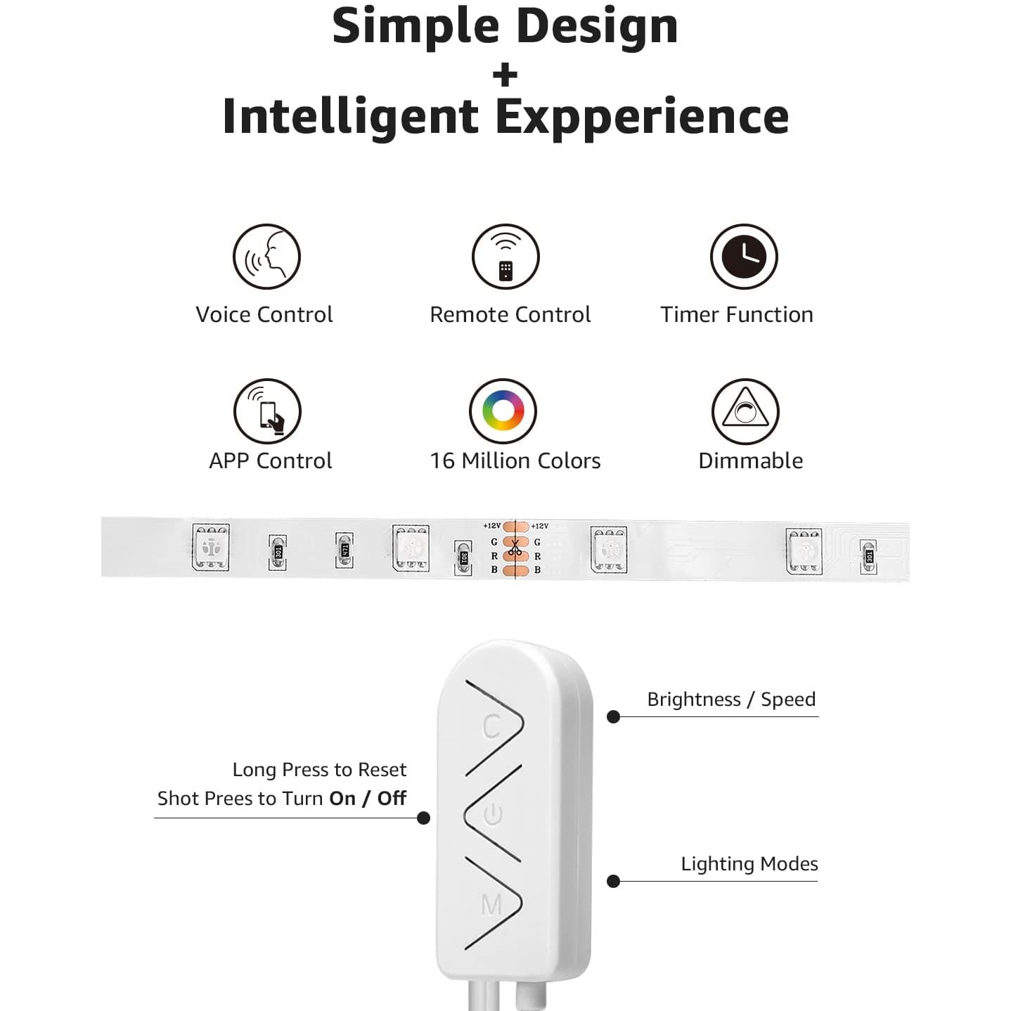 Kit Banda Led Rgb Smart Wifi Lepro M Impermeabila Ip Control Vocal Led Strip