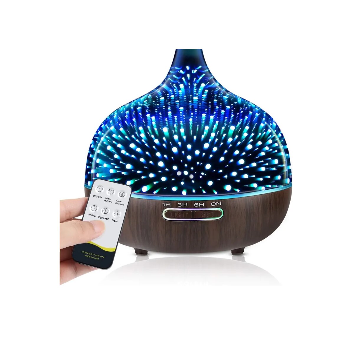 Difuzor Aromaterapieumidificator Cu Ultrasunete Sticla 3 D Led 7 Culori Telecomanda 3752