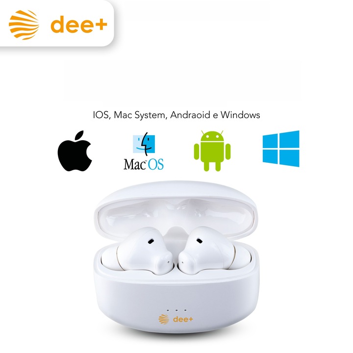 Слушалки Bluetooth Dee +, С активно шумопотискане, Бял