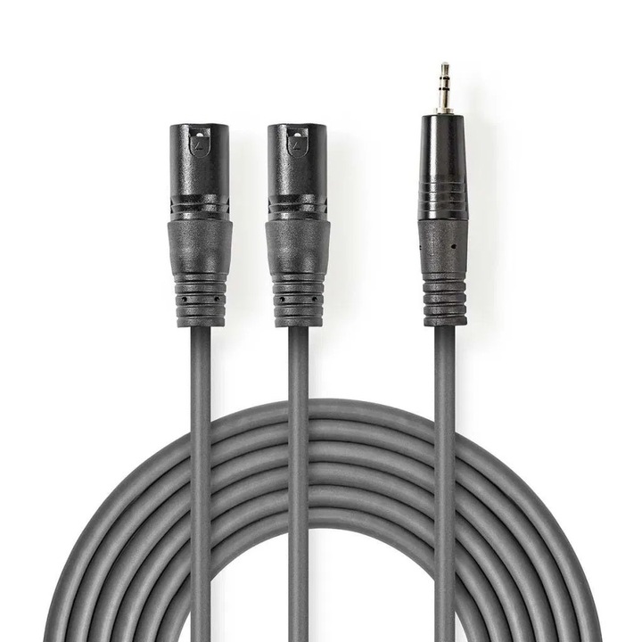 Nedis XLR audiokábel XLR 3 tűs dugasz - 3,5 mm-es dugasz 1.5m szürke (COTH15310GY15) (COTH15310GY15)