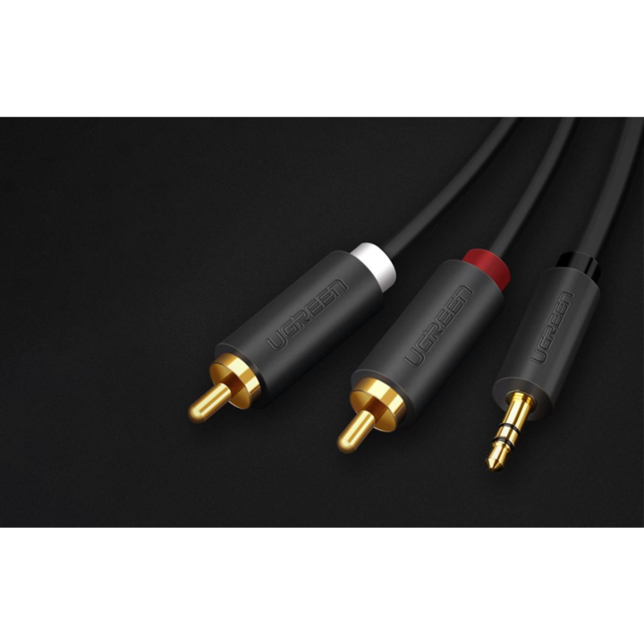 Ugreen аудио кабел, AV102, 3.5 мм, мини жак / 2RCA 1 м, сив