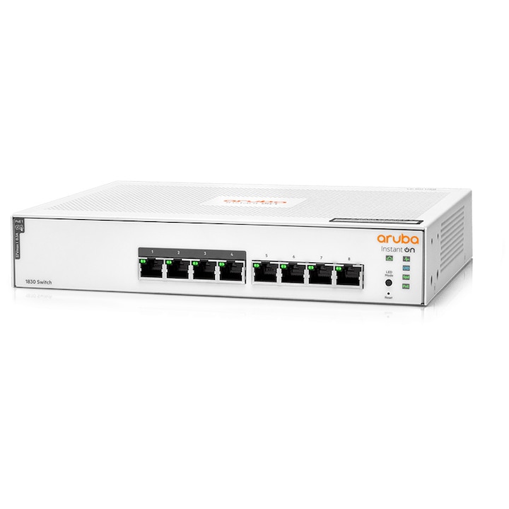 Switch Aruba JL811A Instant On 1830, 8 porturi Gigabit 4p Class4 PoE 65W