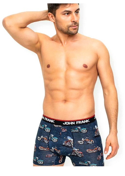Boxeri pentru barbati, John Frank, bumbac/elastan, model Motorcycle, Multicolor, M