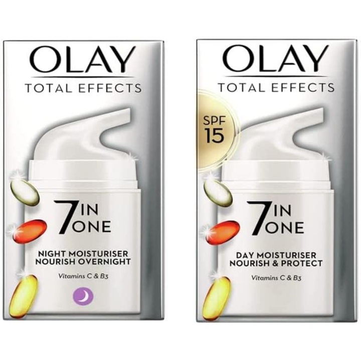 Комплект Olay Total Effects 7 в 1, Дневен крем с витамин B3, C и E, 50 мл и Нощен крем, 50 мл