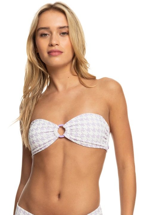 ROXY, Горен бански Check It с пепит и отделящи се презрамки, Бял/Лилав, XS