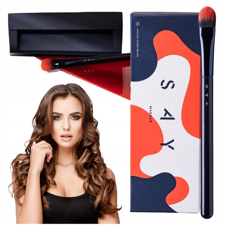 Pensula Pentru Machiaj, Say Makeup, Nr 6, Par Sintetic, Tesuta Pentru Conturarea Fetei, Hipoalergenic si Vegan, 1 Buc