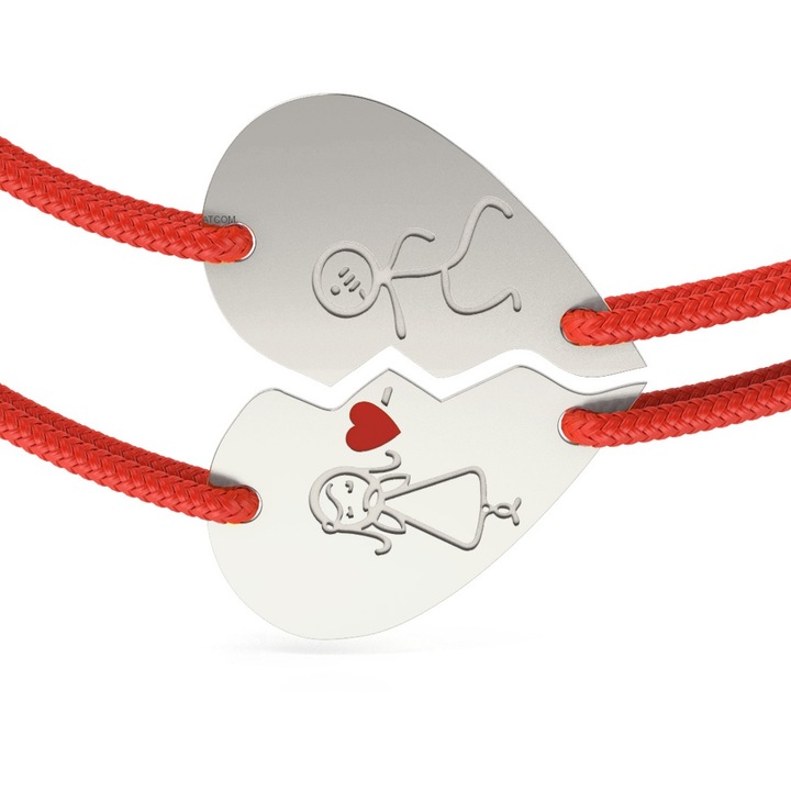 Fehér arany medál zsinór karkötővel, fél szív