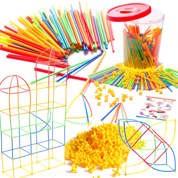 Szívószálas építőjáték 1000db