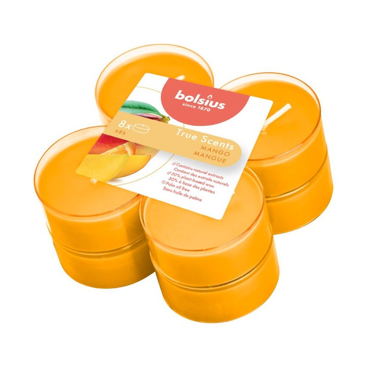 Свещички за хапчета Bolsius 8h Max 8 броя - Манго