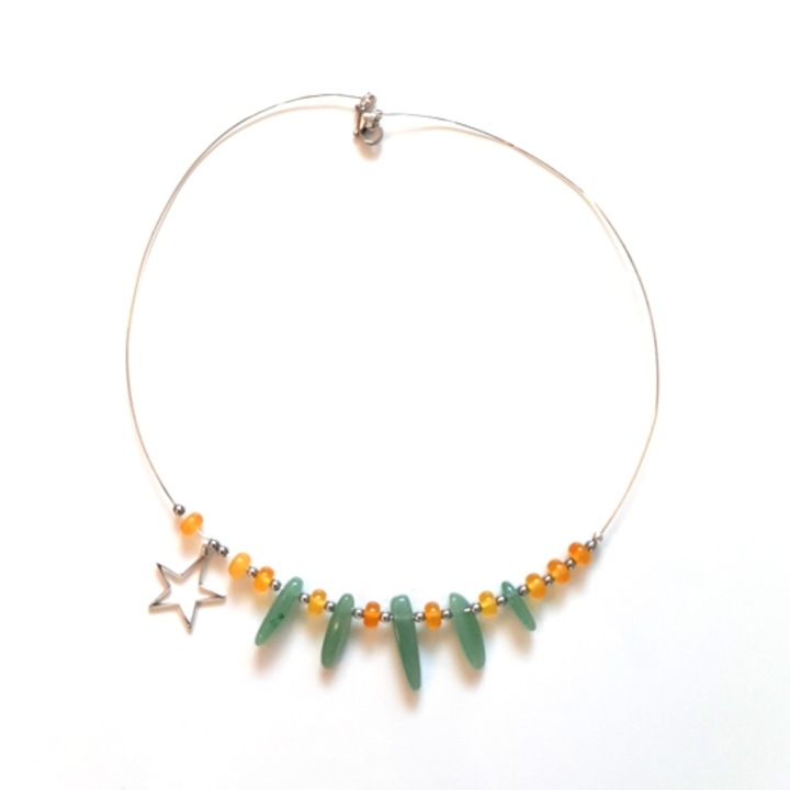 Colier jad galben si aventurin 40cm