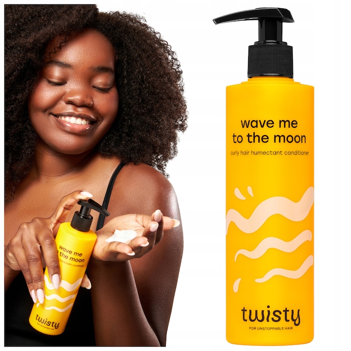 Balsam Umectant, Twisty, Wave Me To The Moon, Hidrateaza Intens, Pentru Par cu Porozitate Ridicata, Ingrediente Naturale, Formula Vegana, 280 ml
