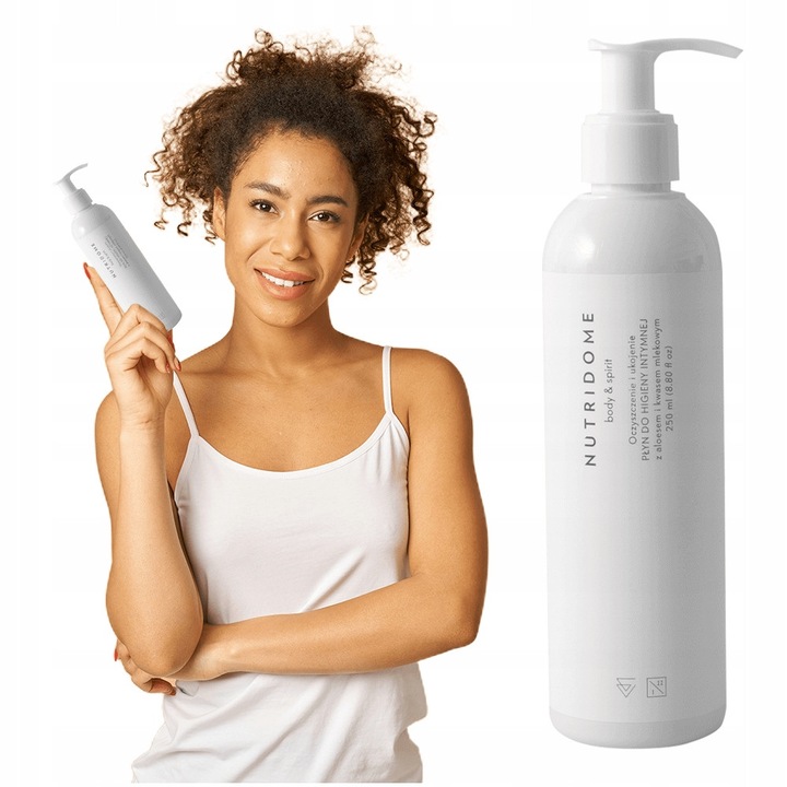 Течност за интимна хигиена, Nutridome, С млечна киселина и алое вера, Успокояваща и антибактериална, Поддържа баланса на интимната флора, Веган, 250 мл