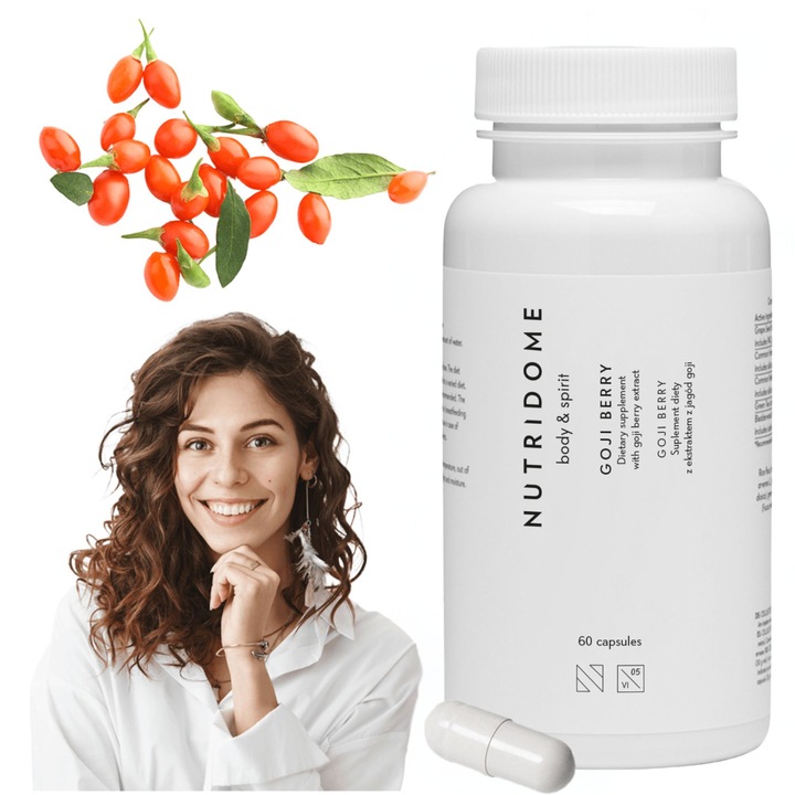 Supliment Alimentar, Nutridome, Extract Din Fructe De Goji Berry, Actiune Slabire, Efect Anti-imbatranire, Antioxidare, 60 Capsule