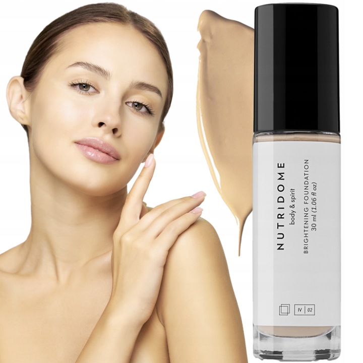 Fond De Ten Iluminator, Nutridome, 04 Almond, Cu Particule iluminatoare, Consistenta Crema, Reducerea Fina a Ridurilor, Uniformizeaza Tonul, Acid Hialuronic, Secretul Melcului, 30 ml