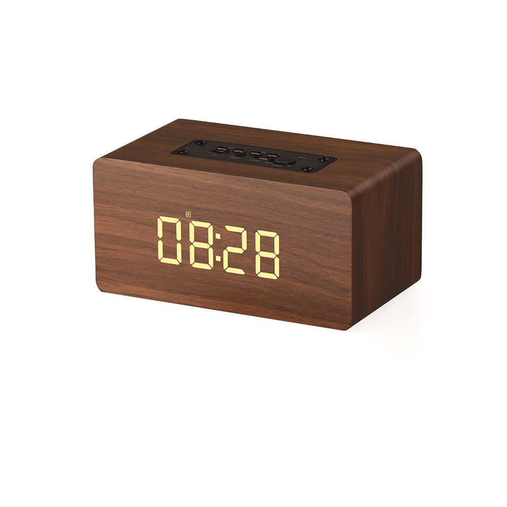 Ceas cu radio FM si difuzor wireless din lemn portabil, afisaj ceas / redare AUX / apel vocal - Phuture®