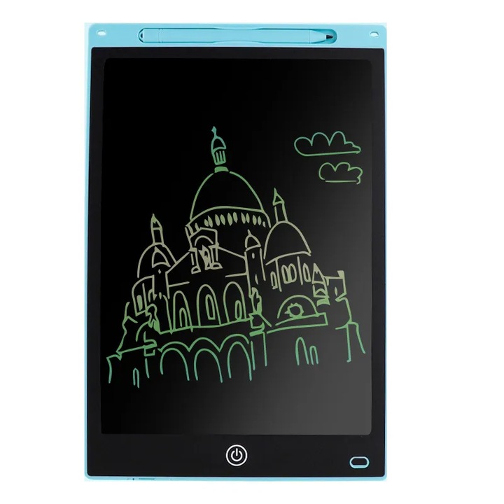 Tableta LCD pentru Scris si Desenat, Diagonala 10 Inch, Scris Multicolor, Functie Blocare Ecran, Impermeabila, Colturi Rotunjite, 25.1x17.9x0.5 Cm, Albastru, + 3 Ani, Utility One
