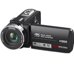 Camera video digitala,4k, 48 mpx, 30fps, vedere nocturna, ecran 3 inch, zoom digital 18x, 2 baterii, card inclus, neagra