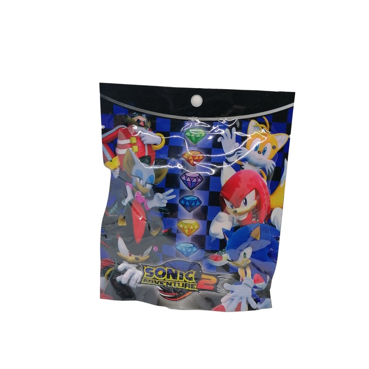Plic Sonic 2, cu figurina si cartonase supriza, multicolor, 7 cm