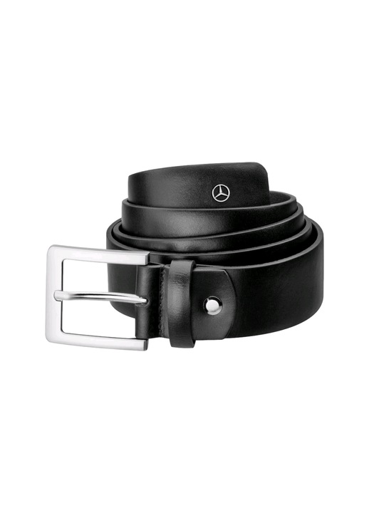Мъжки колан Mercedes-Benz, Естествена кожа, Черен, 125 см