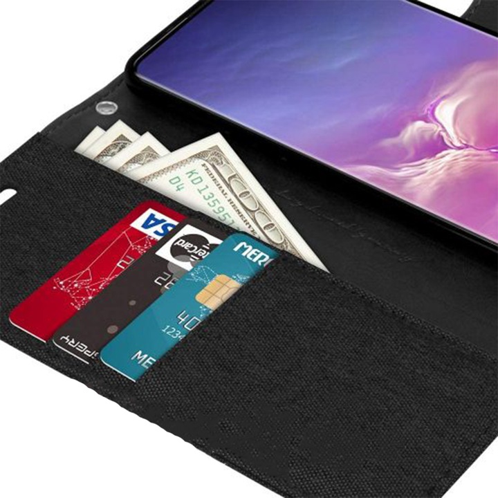 Husa Flip Din Piele PU pentru Samsung Galaxy A34, Carte Smart Magnetic, Interior Silicon Premium, Exterior Piele PU, Inchidere Magnetica, Tip Carte, Suprt Card, Elegant, Protectie Completa, Negru