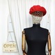 Bereta de dama, ButicCochet, lana, one size, model cu perle, Rosu - BSC576