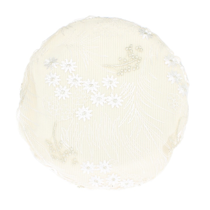 Bereta de dama, din material sintetic, ButicCochet, marime 57 cm, cu broderie, Crem - BSC571