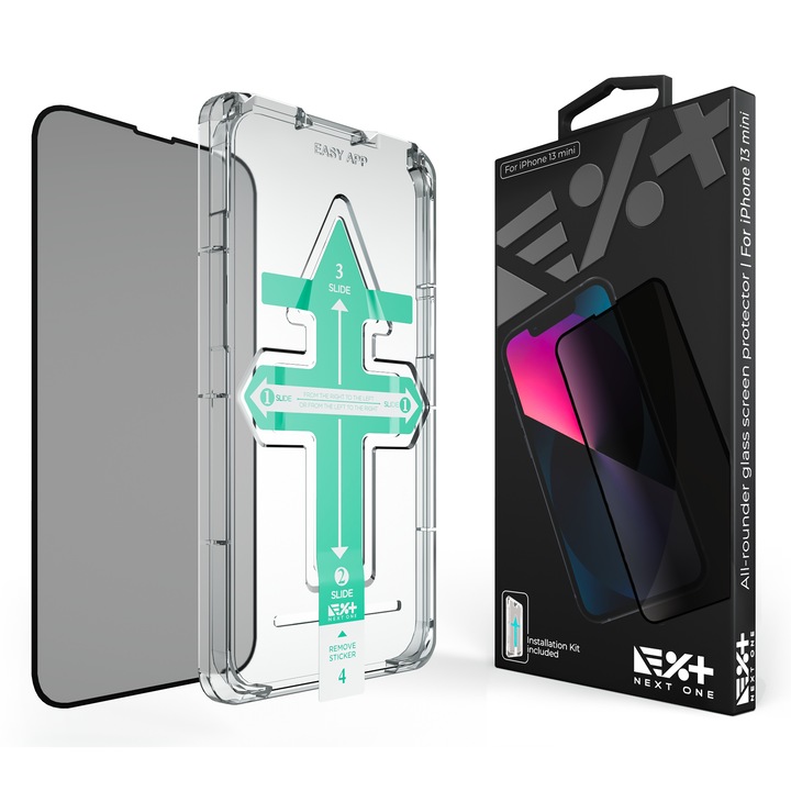Pachet 2 folii de protectie din sticla Privacy NEXT ONE pentru iPhone 13 Mini