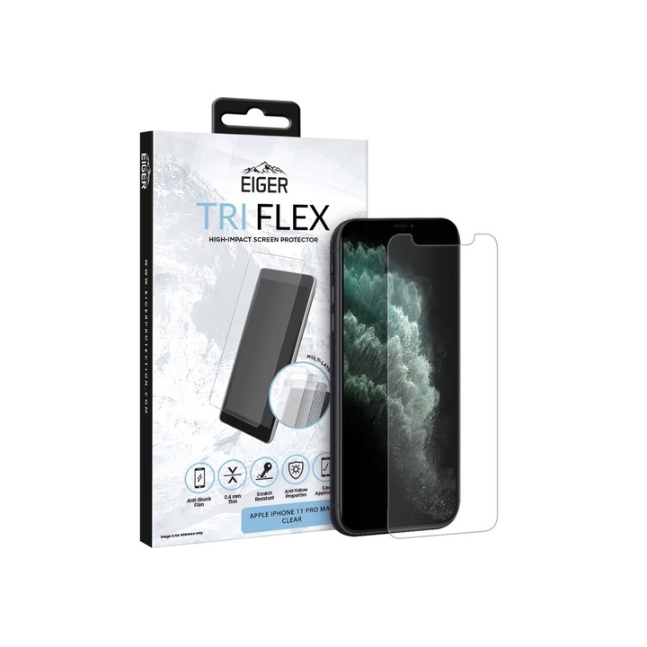 Folie Eiger Clear Tri Flex compatibila cu iPhone 11 Pro Max