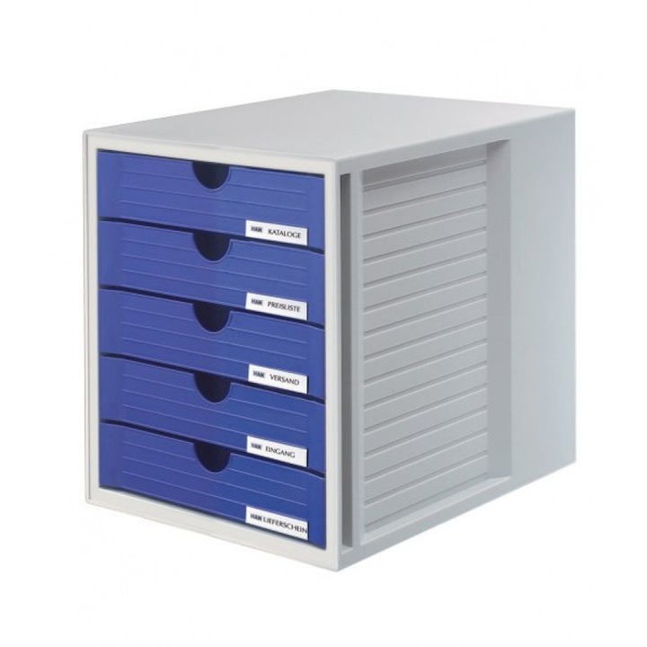 Органайзер за документи, HAN, 5 чекмеджета, A4, Сиво/Синьо