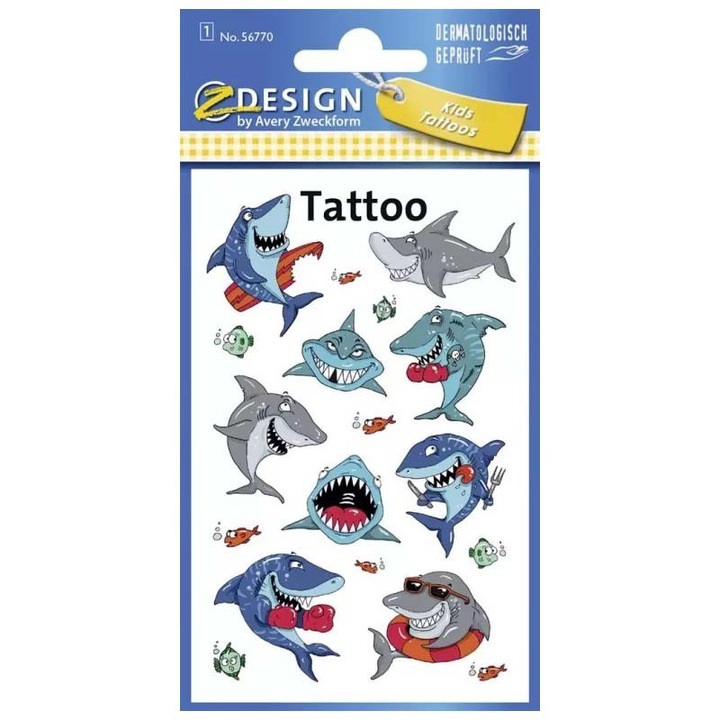 Tatuaje lavabile pentru copii, Rechini