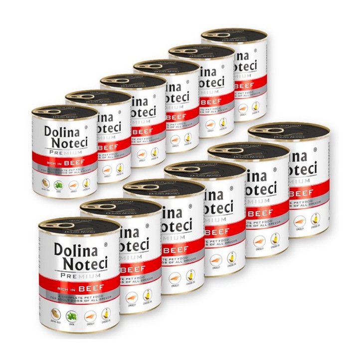 Set conserve hrana umeda pentru caini, Dolina Noteci, Premium Karma, Aroma vita, 12 x 800g