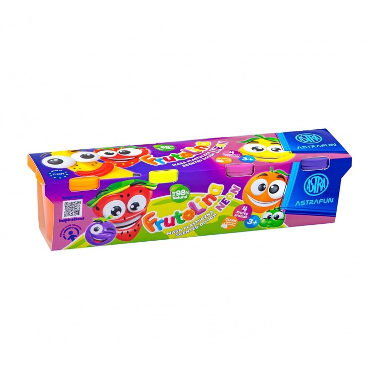 Комплект пластилин, Astra, Frutolina Neon, 4 броя
