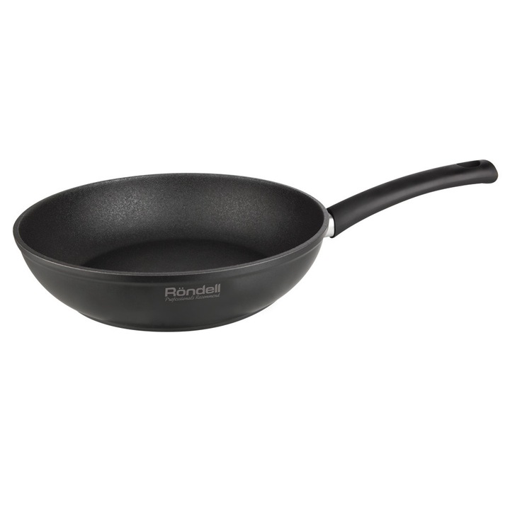 Mustang тиган RONDELL RDA-598, 26x6.5cm, Classic, Кован алуминий, Xylan Plus вътрешно покритие, Ергономичен бакелит, покрит със силикон, Подходящ за всички видове котлони, включително индукционни, Черен