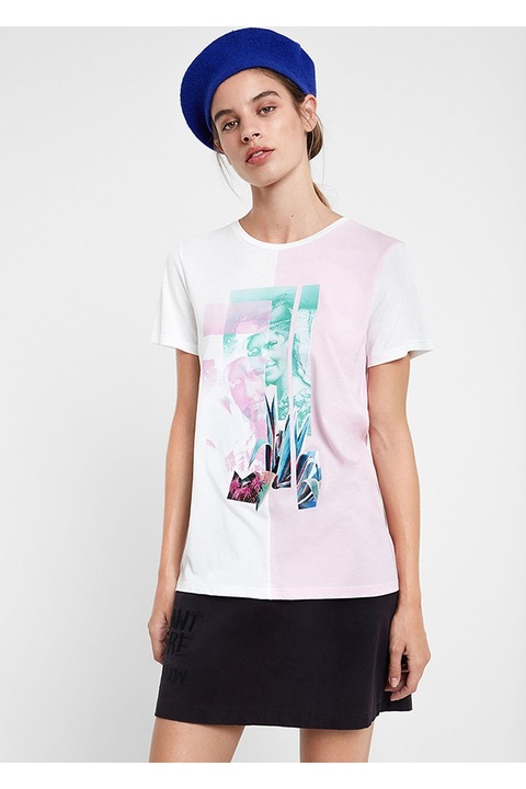 Tricou Desigual Portrait, Alb, S