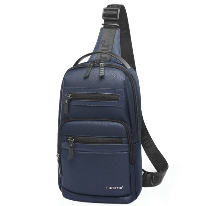 Kézitáska, váll- vagy melltáska, vízálló ránctalanító anyagból, TIGERNU, 18x8x30 cm, kék