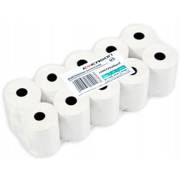 Set 10 role hartie termica, Emerson, 57 x 30 cm, Alb