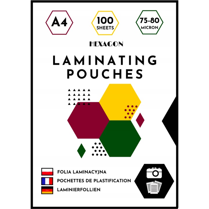 Set de 100 folii laminate, Hexagon, A4