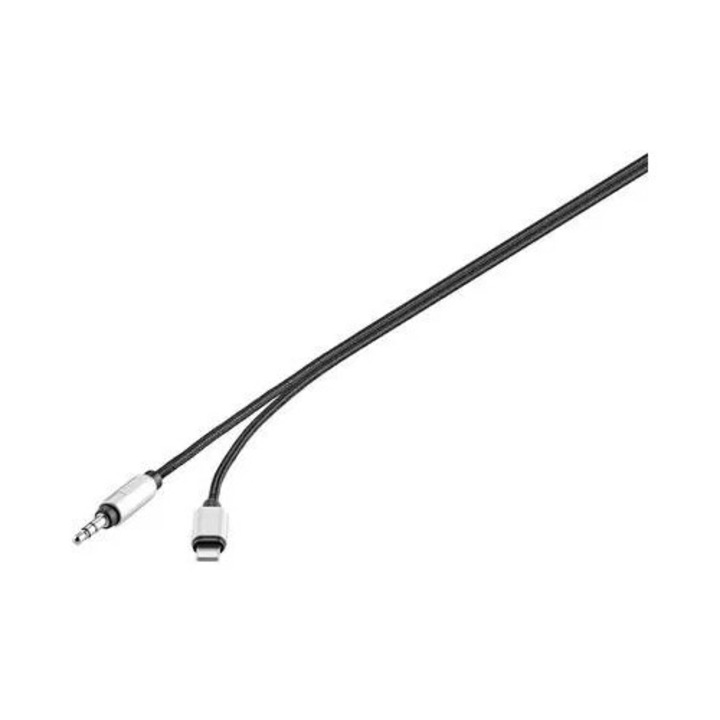 Renkforce USB / Jack Audio Csatlakozókábel [1x Apple Dock dugó Lightning - 1x Jack dugó, 3,5 mm-es] 1.20 m Fekete Alumínium dugó (RF-3432028)
