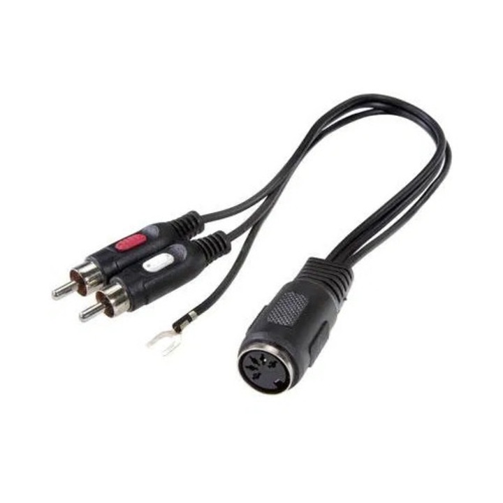 RCA - DIN csatlakozó kábel, 5 pól. DIN aljzat - 2x RCA dugó, fekete, Speaka Professional (SP-7869832)