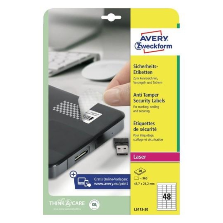 Set 960 etichete autoadezive, Avery, A4, alb